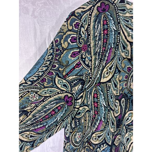 J Jill Top Medium Brown Magenta Paisley Layered - Picture 4 of 10